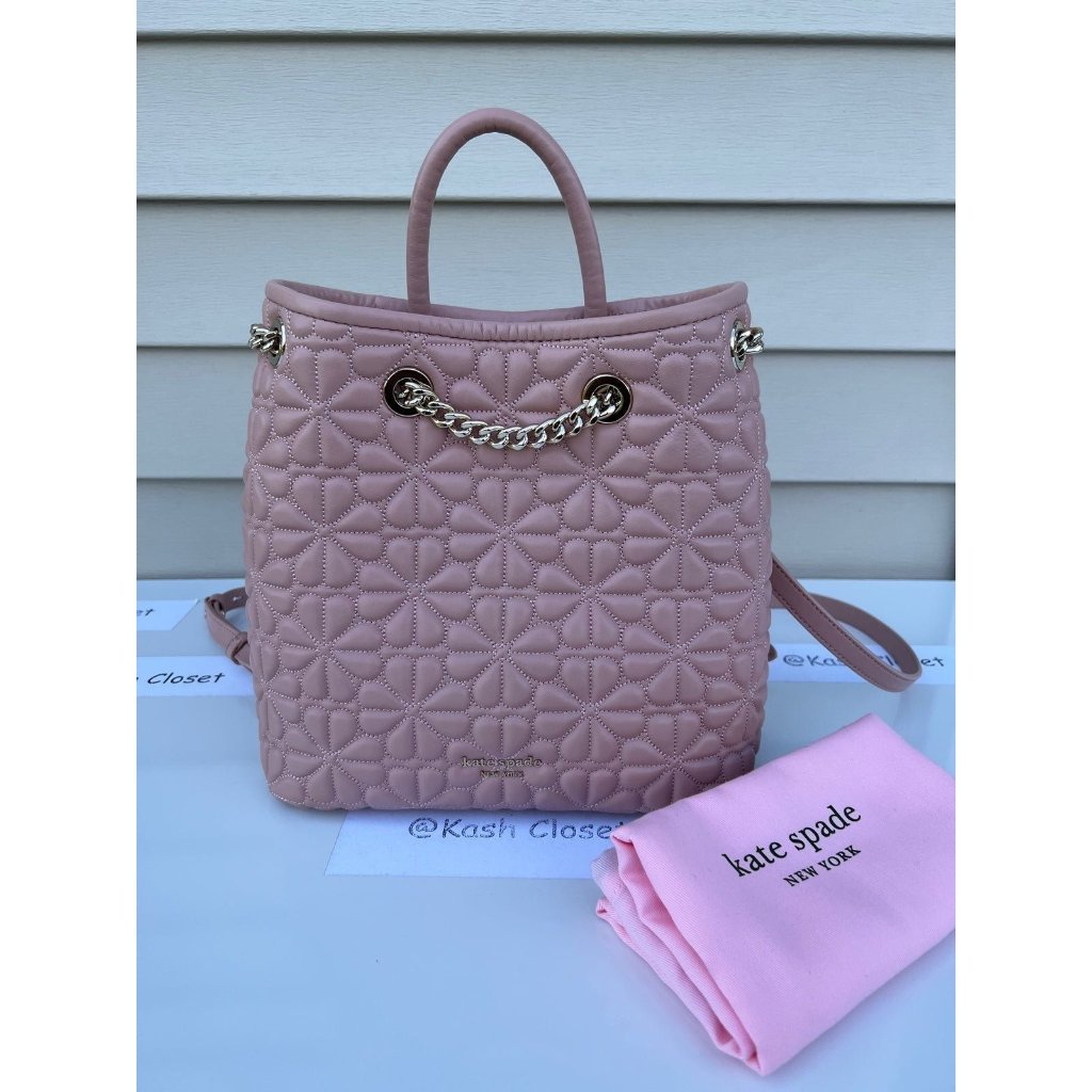 Kate Spade Backpack Bloom Quilted Medium Leather Backpack Pink